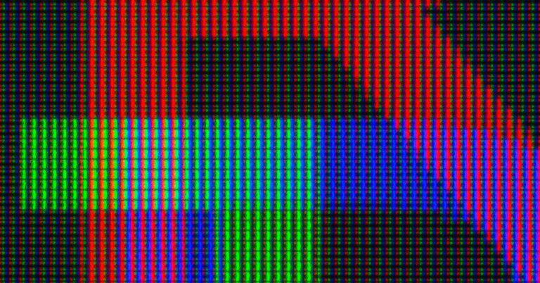 Pixels red green blue RGB LED computer screen GettyImages 615632920 sandergroffen cropped